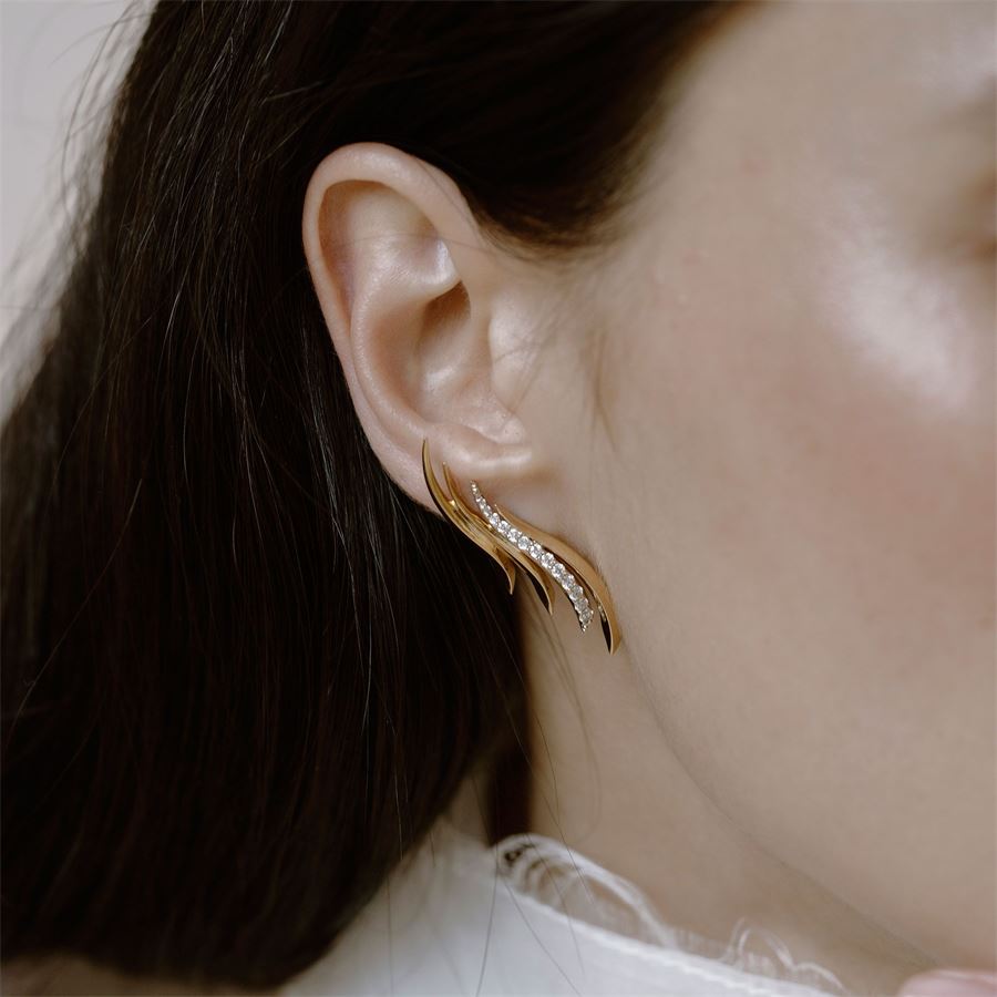 Yellow gold 'Fiamma' earrings SOLIS | OR FIAMMAAU18G/B CT.0,55